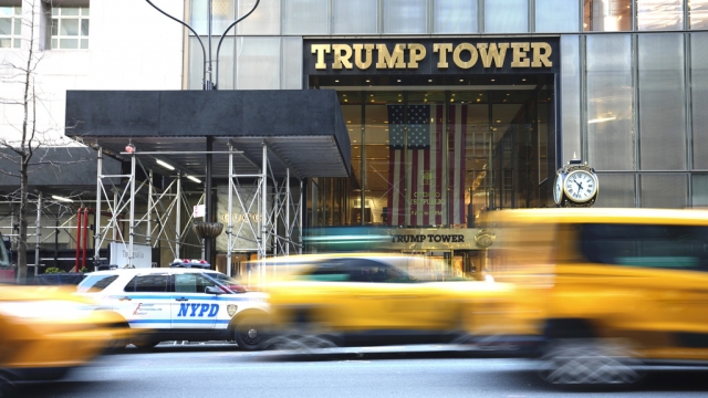 Traffic goes by Trump Tower on 5th Avenue in New York.