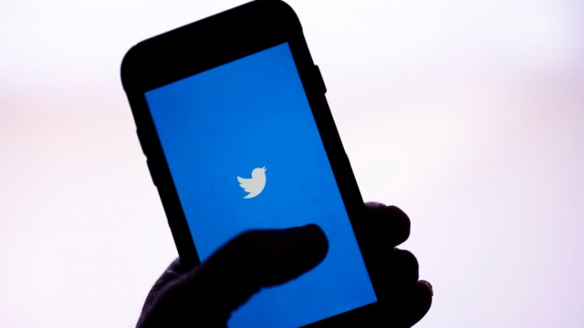 A Twitter logo appears on a digital device