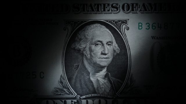 George Washington is seen on a U.S. one dollar bill