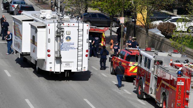 First responders at the scene of a shooting in Louisville