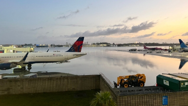 Airport closes after heavy rains cause flooding.