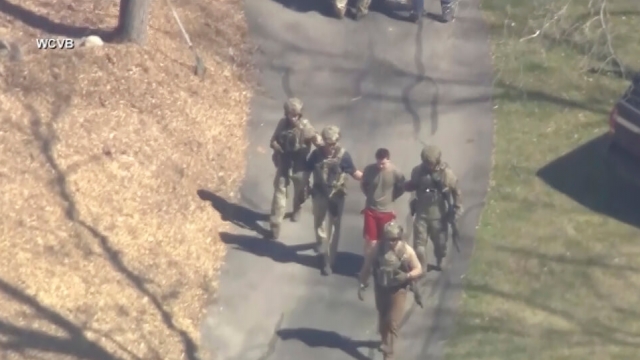 This image made from video provided by WCVB-TV, shows Jack Teixeira being taken into custody