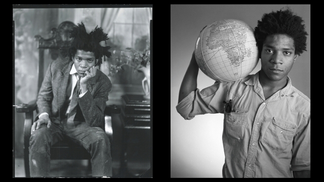 Black and white images of Jean-Michel Basquiat.