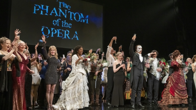 "The Phantom of the Opera" cast appear at the curtain call.