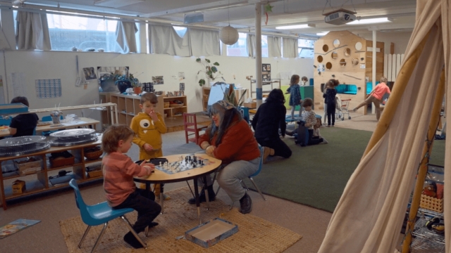 Students learn in a preschool classroom