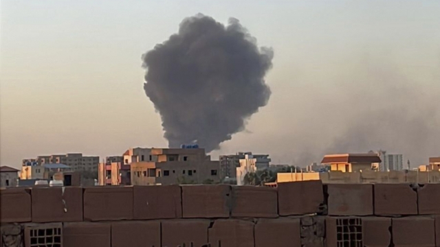 Smoke fills the sky in Khartoum, Sudan.
