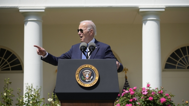 President Joe Biden speaks during a ceremony.