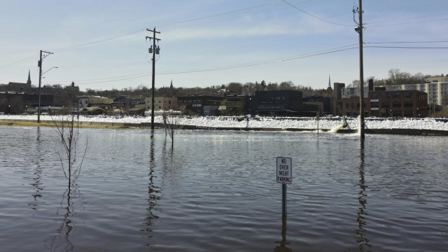 Spring flooding in Stillwater, Minnesota