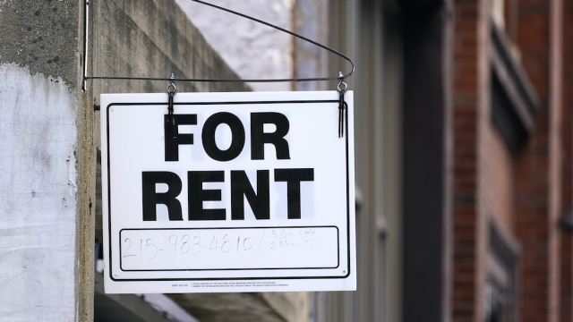 A for rent sign is posted on a building in Philadelphia, Tuesday, Jan. 18, 2022.
