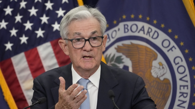 Federal Reserve Board Chair Jerome Powell speaks during a news conference at the Federal Reserve.