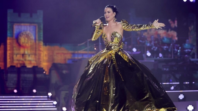 Katy Perry performing at King Charles III's coronation concert.