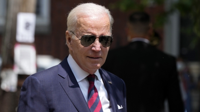 President Joe Biden departs after having lunch with family at Vietnam Cafe in Philadelphia.