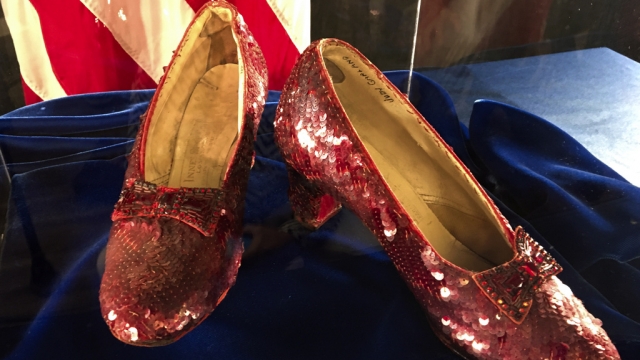 Ruby slippers worn by Judy Garland in "The Wizard of Oz."