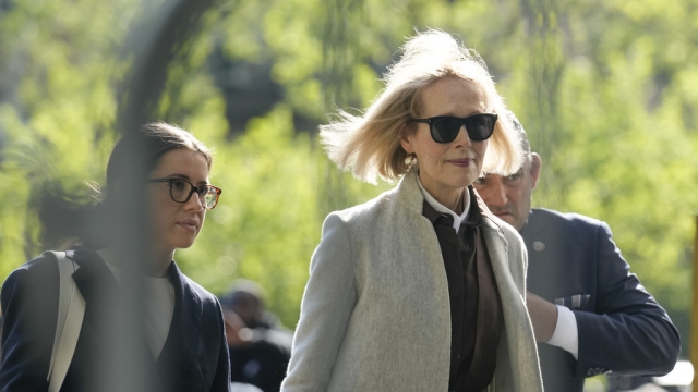 E. Jean Carroll arrives at a courthouse in New York.