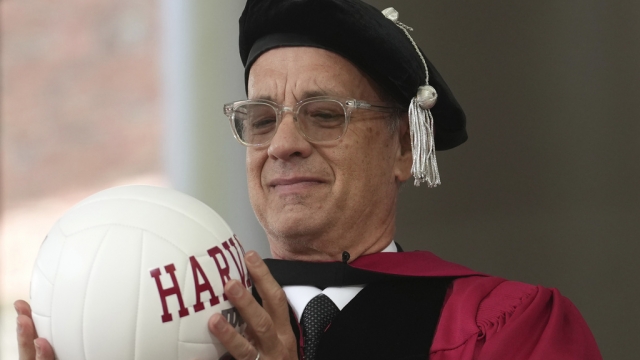 Actor Tom Hanks delivers a commencement address at Harvard University.