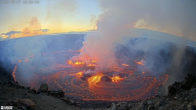 An eruption on the summit of the Kilauea volcano in Hawaii.