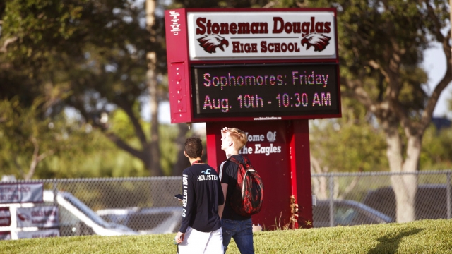 Student walk to class at Marjory Stoneman Douglas High School.
