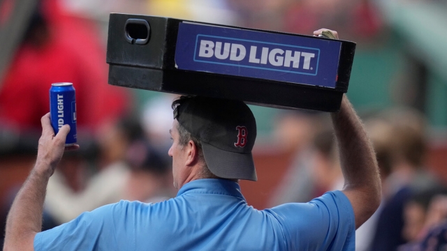 A Bud Light beer vendor.