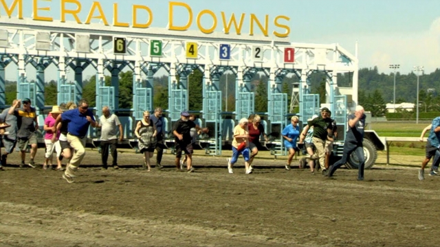 Grandparents participating in Emerald Downs Grandparents weekend in Washington.