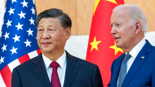 U.S. President Joe Biden with Chinese President Xi Jinping.