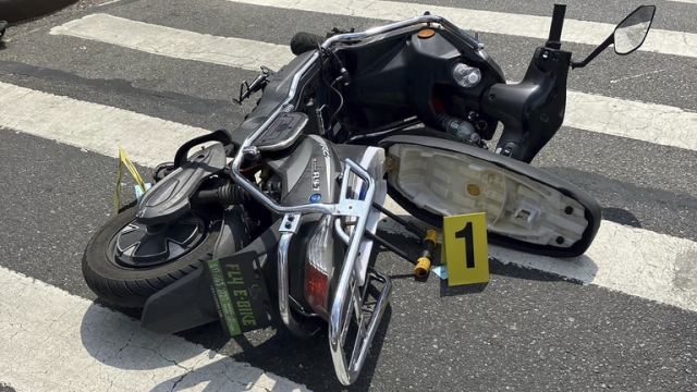 A motor scooter recovered at the scene of a shooting.