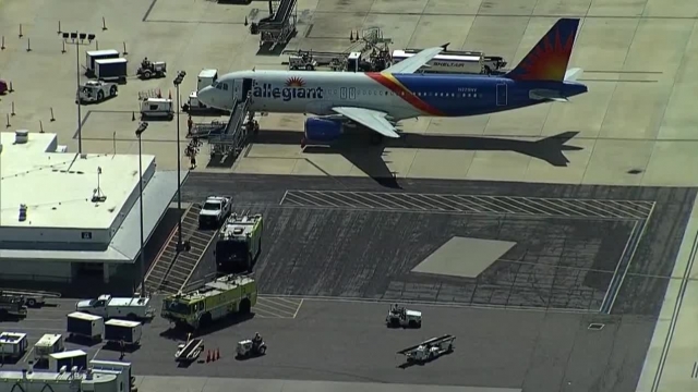An inbound Allegiant Airlines flight into St. Petersburg-Clearwater International Airport met by emergency crews.