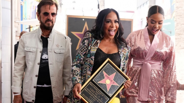 Drummer Sheila E. with a star on the Hollywood Walk of Fame