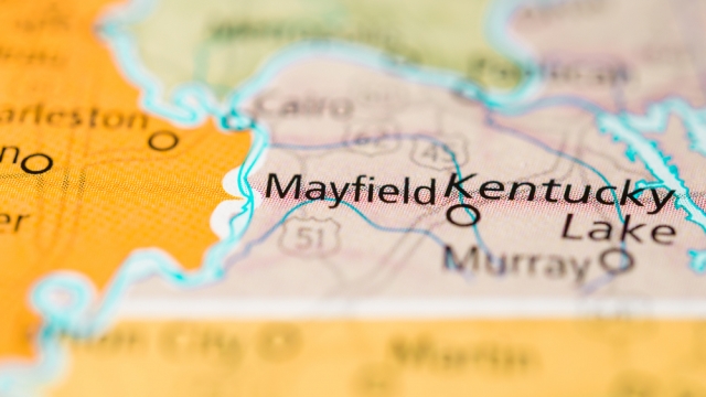 Mayfield, Kentucky, on a map.