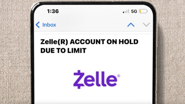Email from Zelle announcing a freeze on an account.