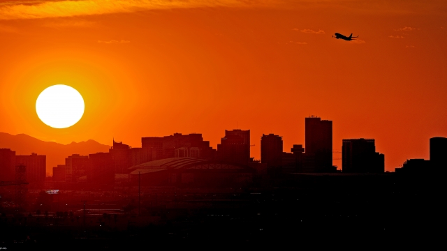 The sun setting in Phoenix
