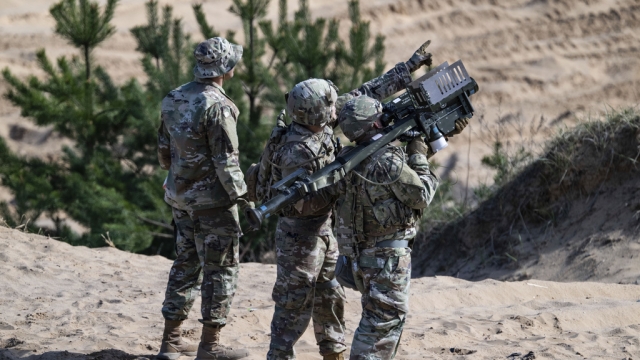 U.S. soldiers conduct air threat engagement tactics.
