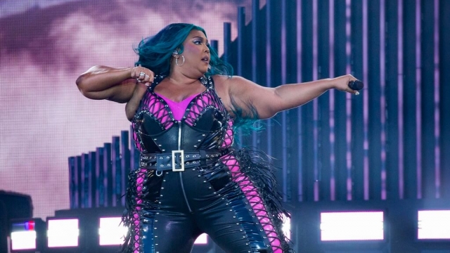 Lizzo performing in England.