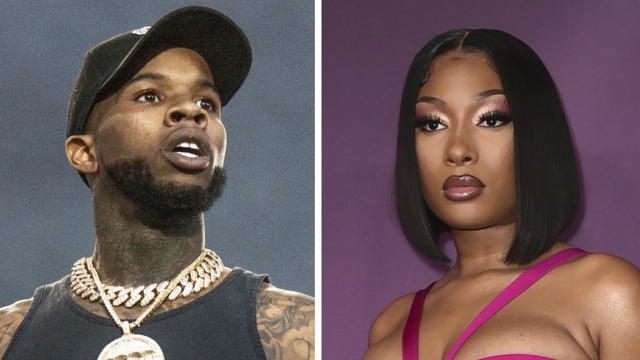 Tory Lanez is pictured in a side-by-side with Megan Thee Stallion.