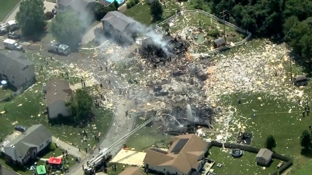 Aftermath of a house explosion in Pennsylvania