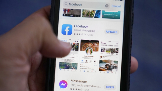 The Facebook app is shown on a smart phone.