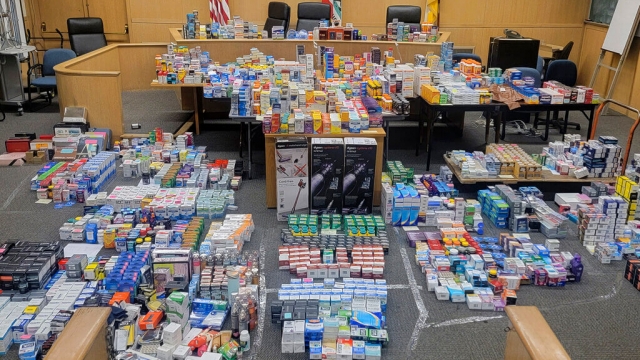 Some of the more than $200,000 in stolen retail goods seized from a home this week in San Francisco.