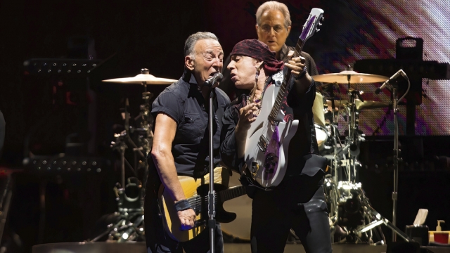 Bruce Springsteen and Steven Van Zandt perform on tour at MetLife Stadium.