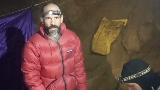 American caver Mark Dickey in a screengrab from a video