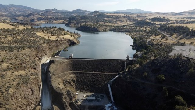 Aerial view of Iron Gate Dam in Northern California.