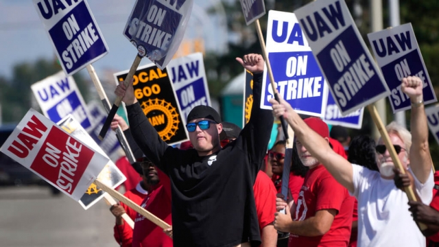 Auto workers on strike