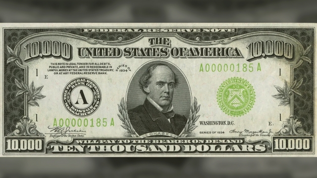 A $10,000 bill is shown.