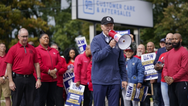 President Joe Biden joins striking United Auto Workers on the picket line