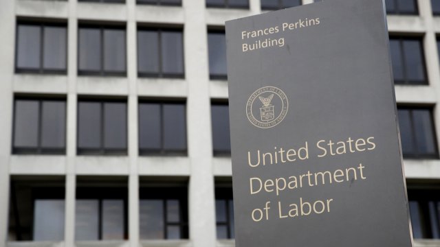 A sign outside the U.S. Department of Labor.