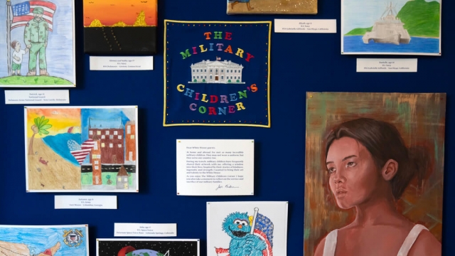 A selection of children's artwork displayed at the White House