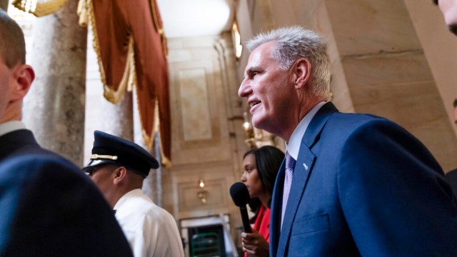 Rep. Kevin McCarthy leaves the House floor after being ousted as Speaker of the House