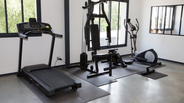 Stock photo of a home gym.