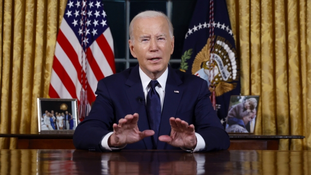 President Joe Biden delivering an address from the Oval Office.