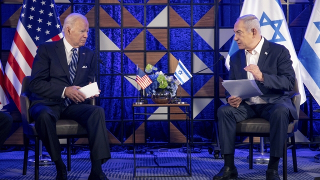 U.S. President Joe Biden meets with Israeli Prime Minister Benjamin Netanyahu.