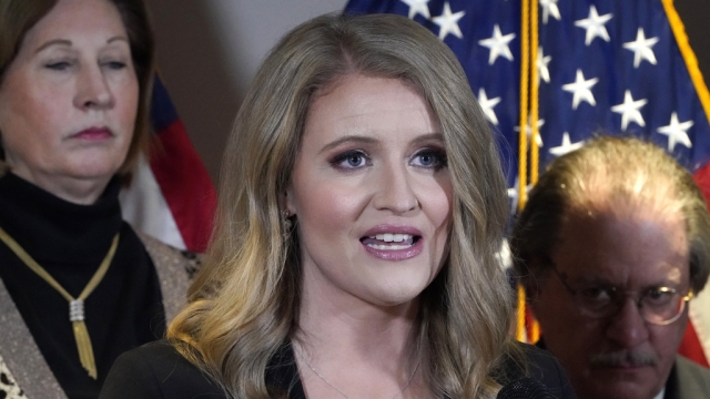 Jenna Ellis, a former member of then-President Donald Trump's legal team, speaks during a news conference.