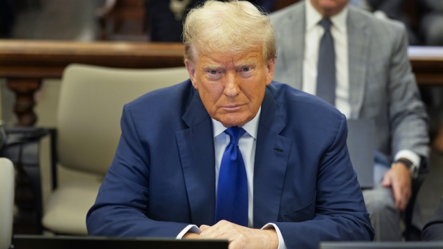 Former President Donald Trump sits in a New York courtroom.